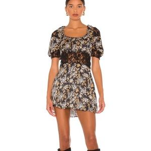 NWT- Free People Lucie Mini Dress in Black Combo- Size 10